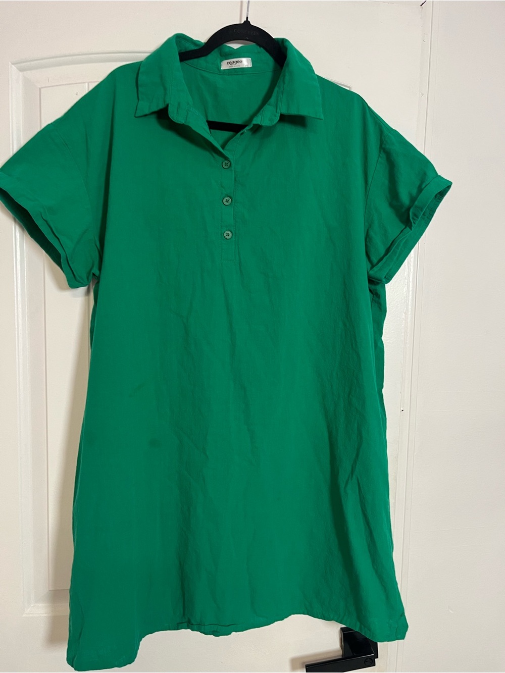 Zeagoo Green Midi Popover Dress with Collarand Pockets